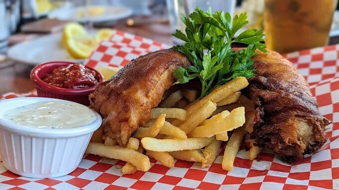 Beer-battered fish and chips
