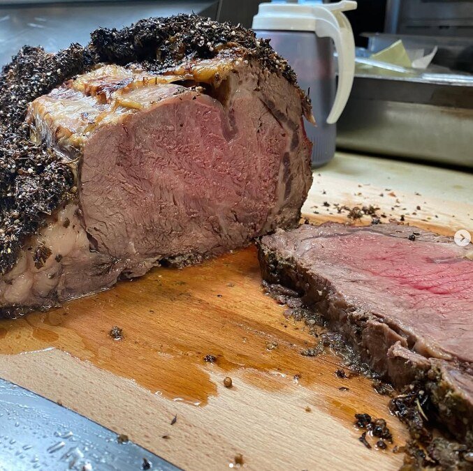 Slow-roasted, herb-crusted prime rib